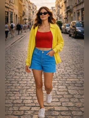 NWT Hudson LA High Waist Turquoise Raw Hem Cutoff Shorts Sz 32
